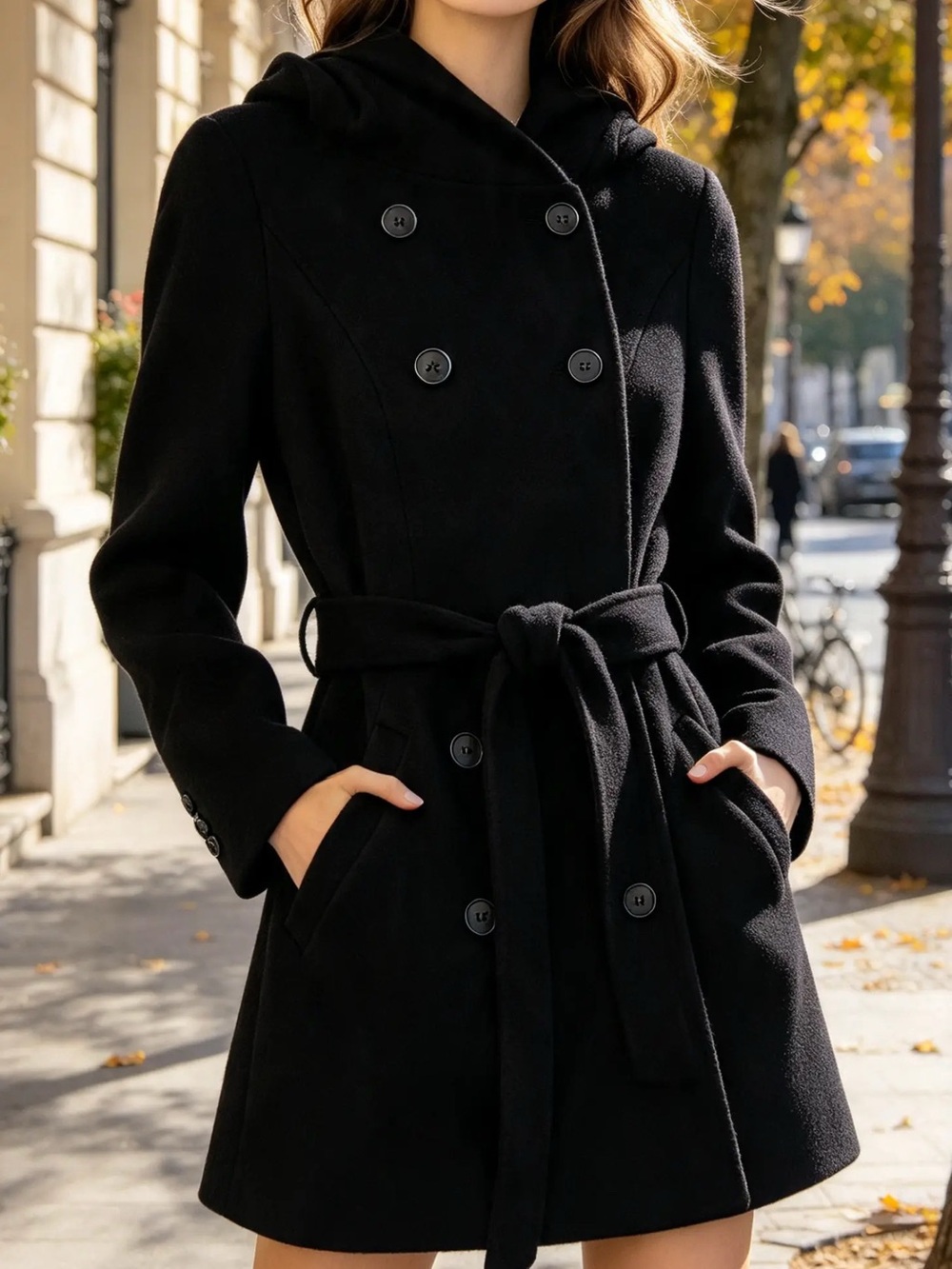 Vintage Le Chateau Double-Breasted Wool-Blend Pea Coat with Hood